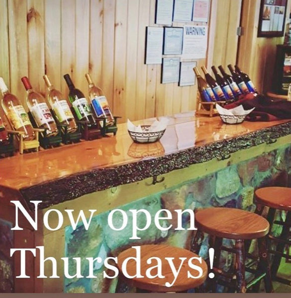 The Tasting Room is Now Open Thursdays Through sundays!